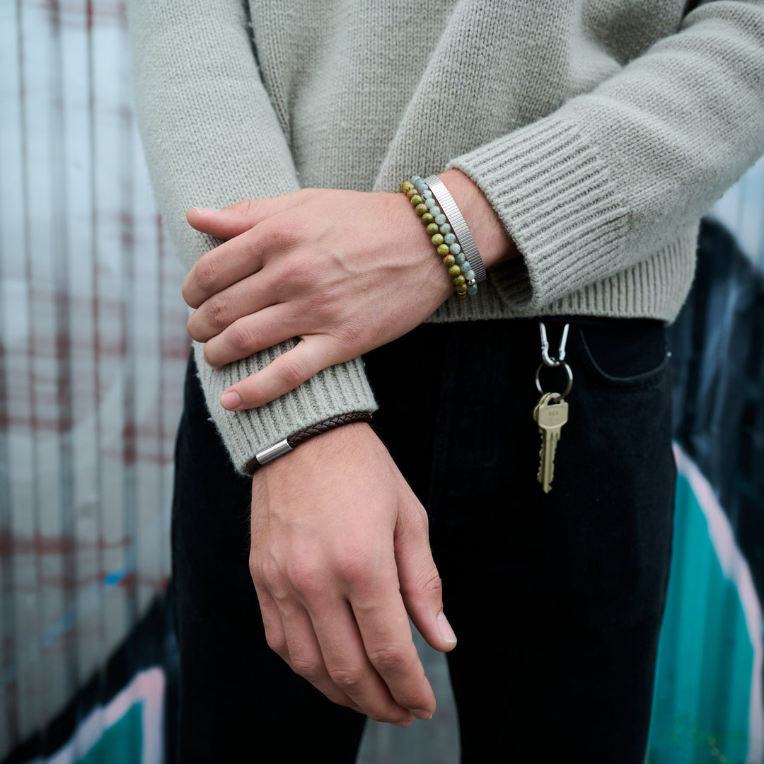 Tage - リブ付きバングルブレスレット ステンレススチール