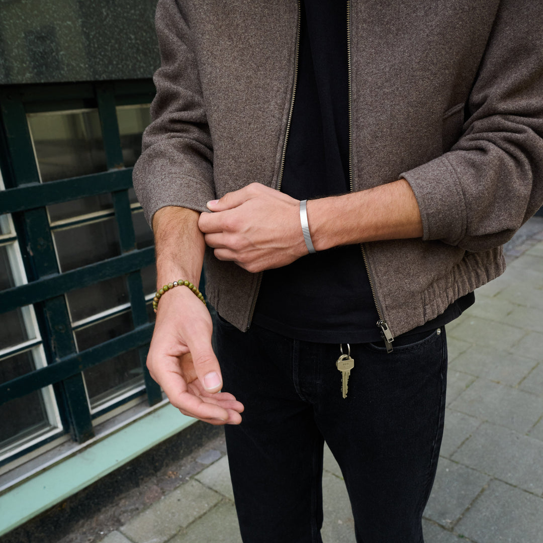 Tage - リブ付きバングルブレスレット ステンレススチール