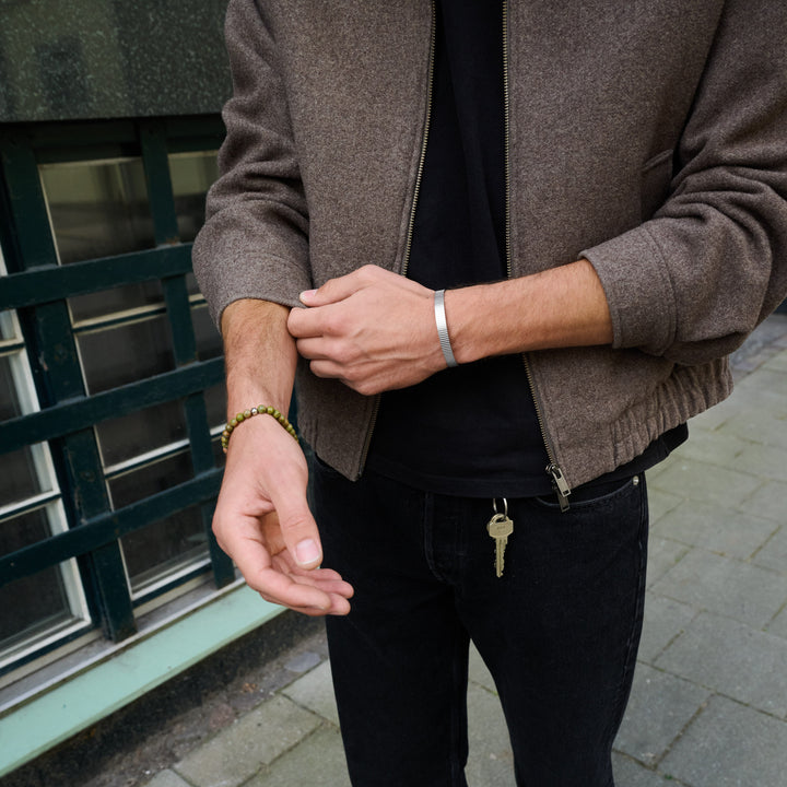 Tage - リブ付きバングルブレスレット ステンレススチール