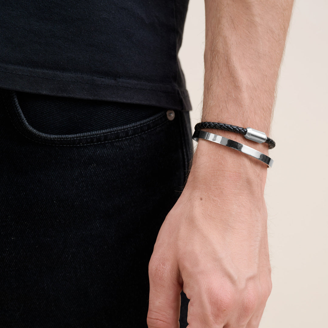 Oliver - Leather Bracelet Stainless Steel