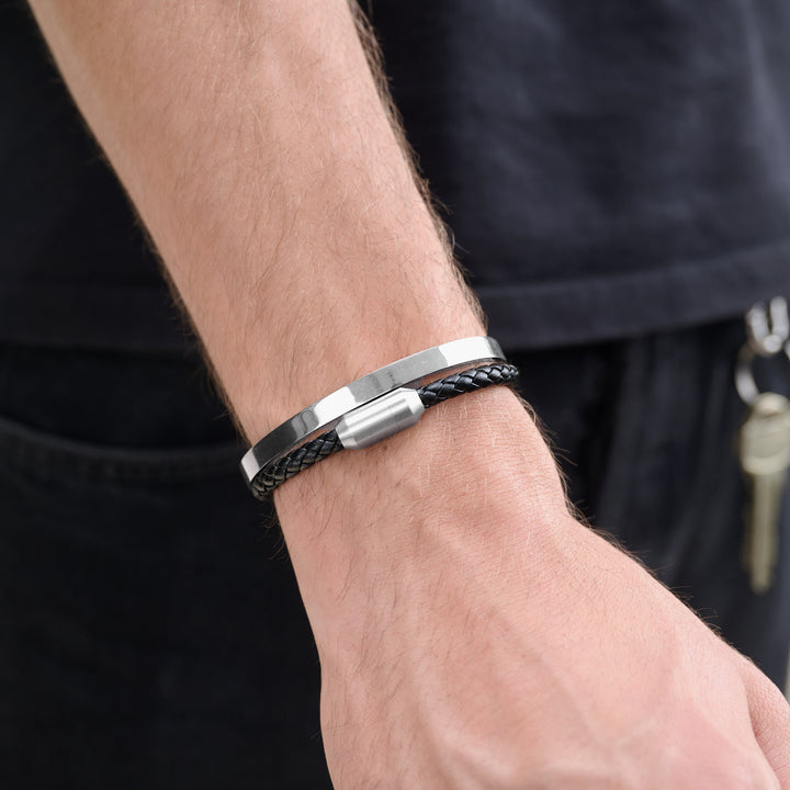 Oliver - Leather Bracelet Stainless Steel