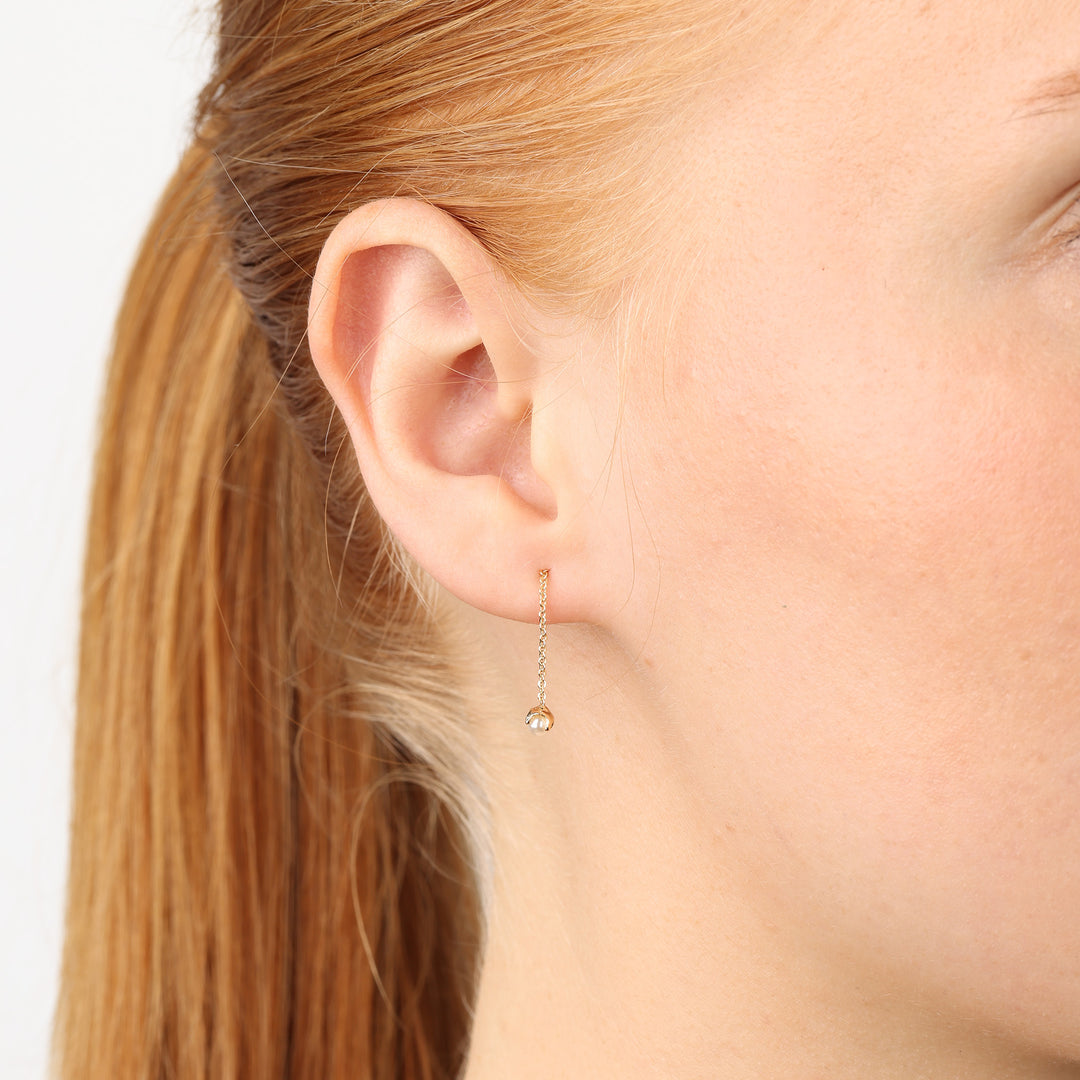 Jill - Pearl Chain Earrings Stainless Steel