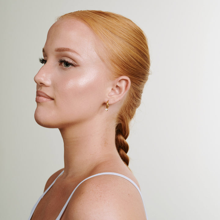 オライン - クリスタルフープイヤリング ステンレススチール