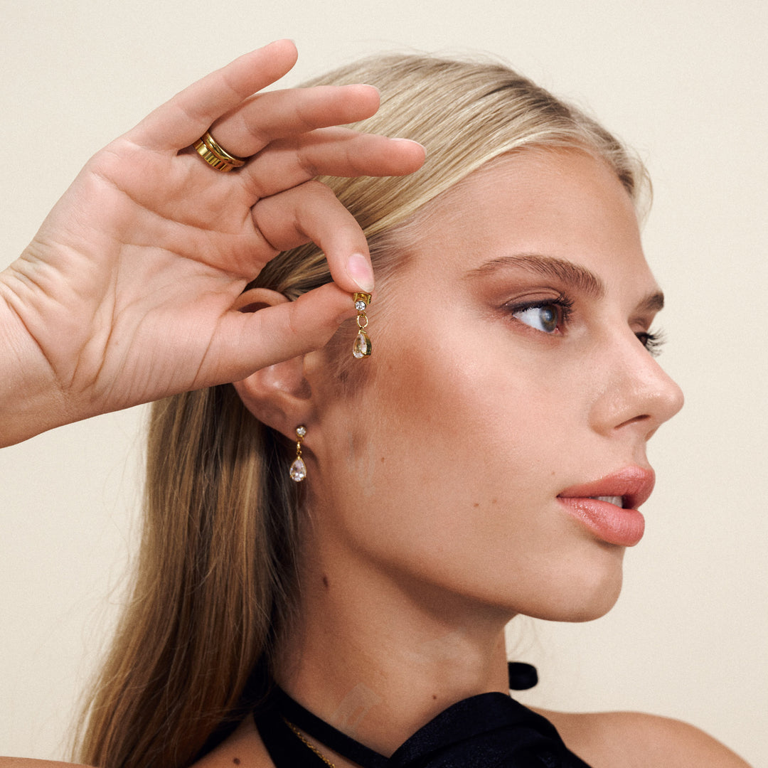 ロズリン - クリスタルスタッドイヤリング ステンレススチール