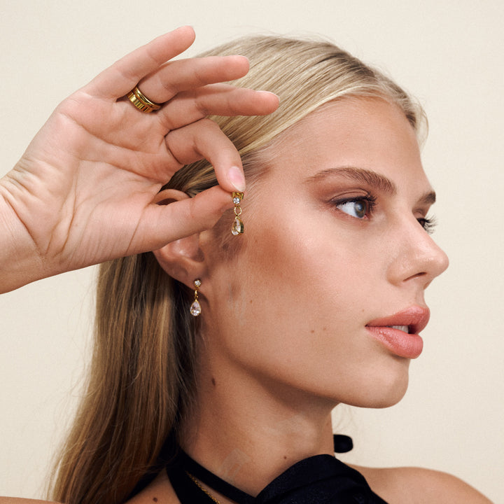 ロズリン - クリスタルスタッドイヤリング ステンレススチール