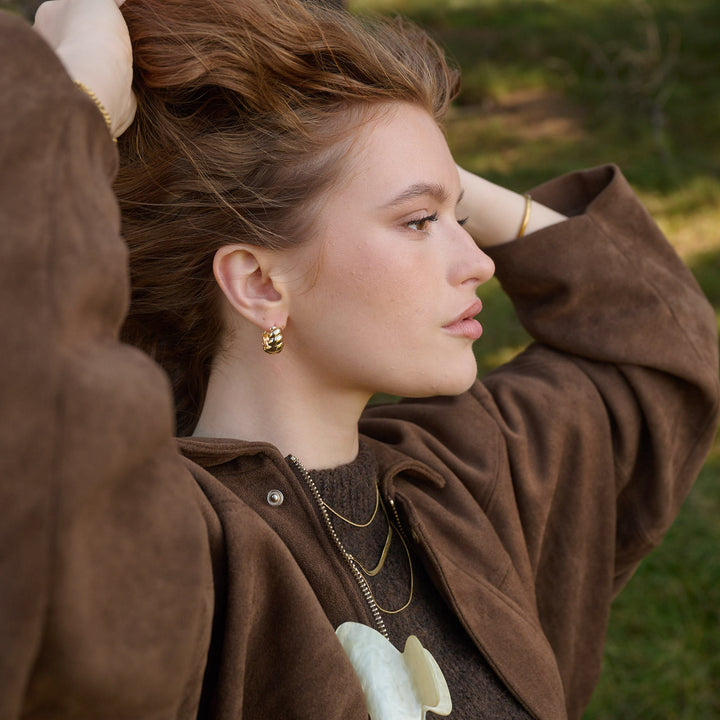 Naia - クロワッサンフープイヤリング ステンレススチール