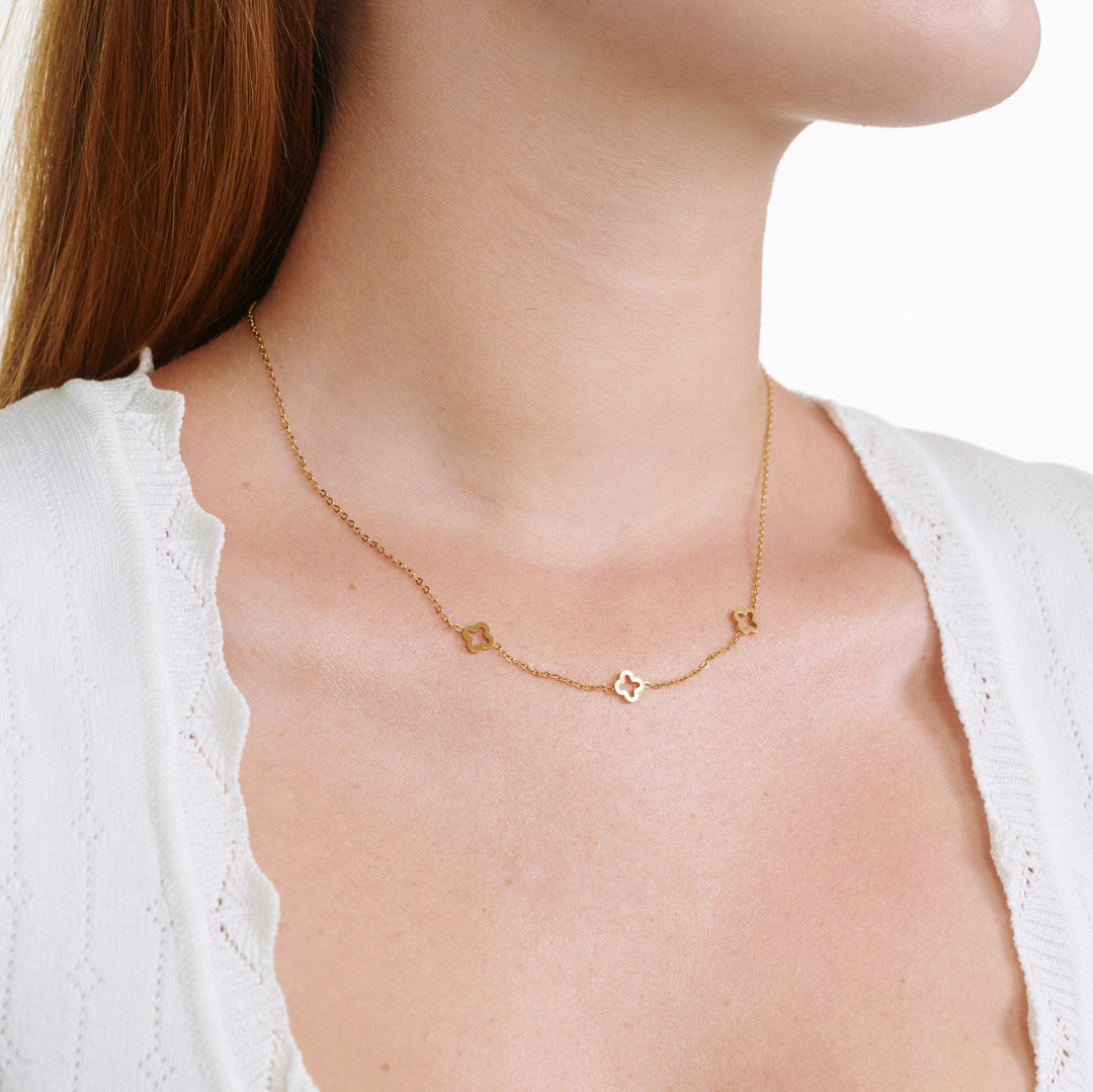 ジェナ - クローバーネックレス ステンレススチール