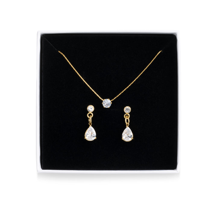 Crystal Necklace &amp; Earrings Set in Stainless Steel | Timi of Sweden