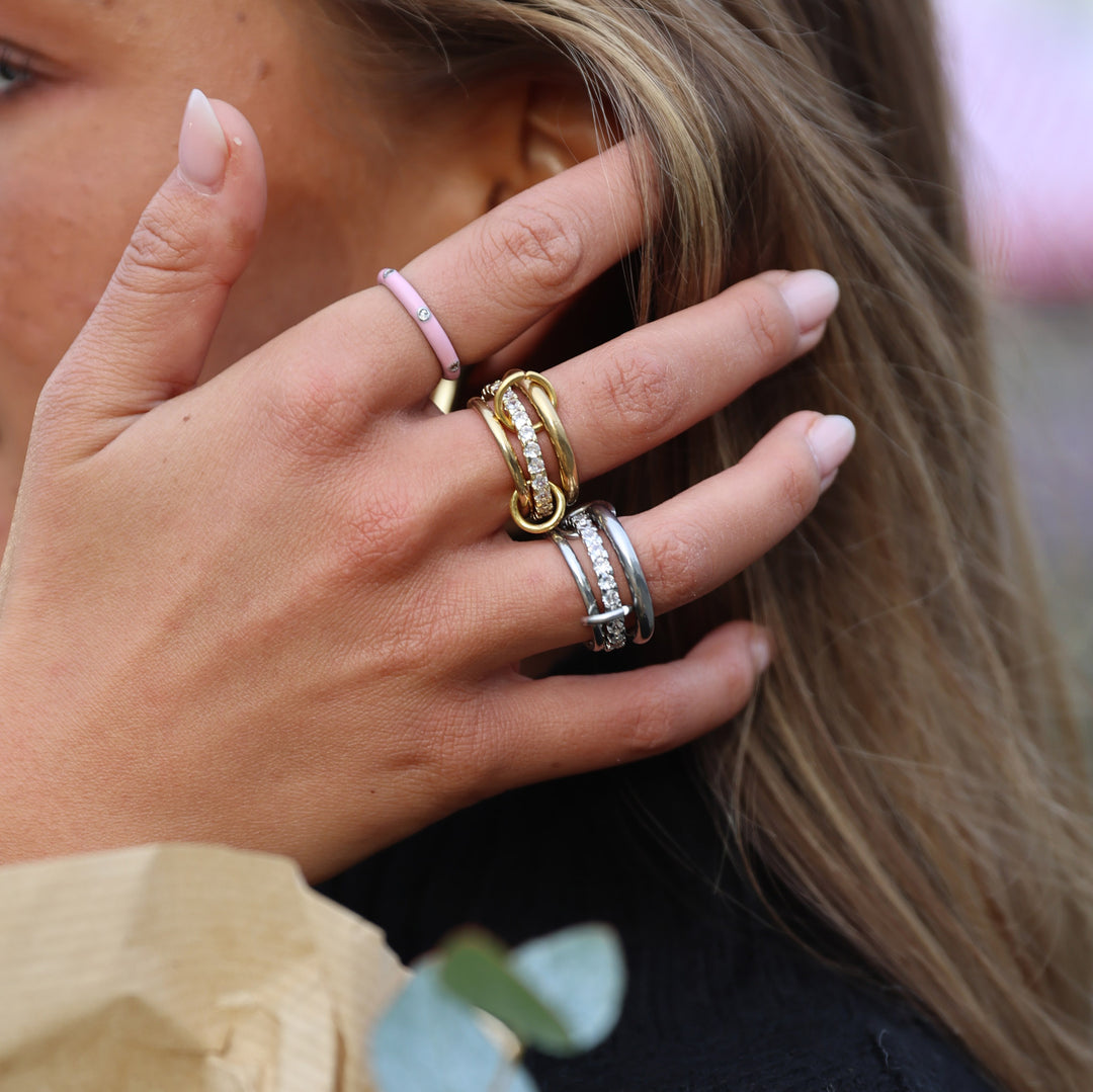 Ethel - Stacked Ring Crystal Stainless Steel