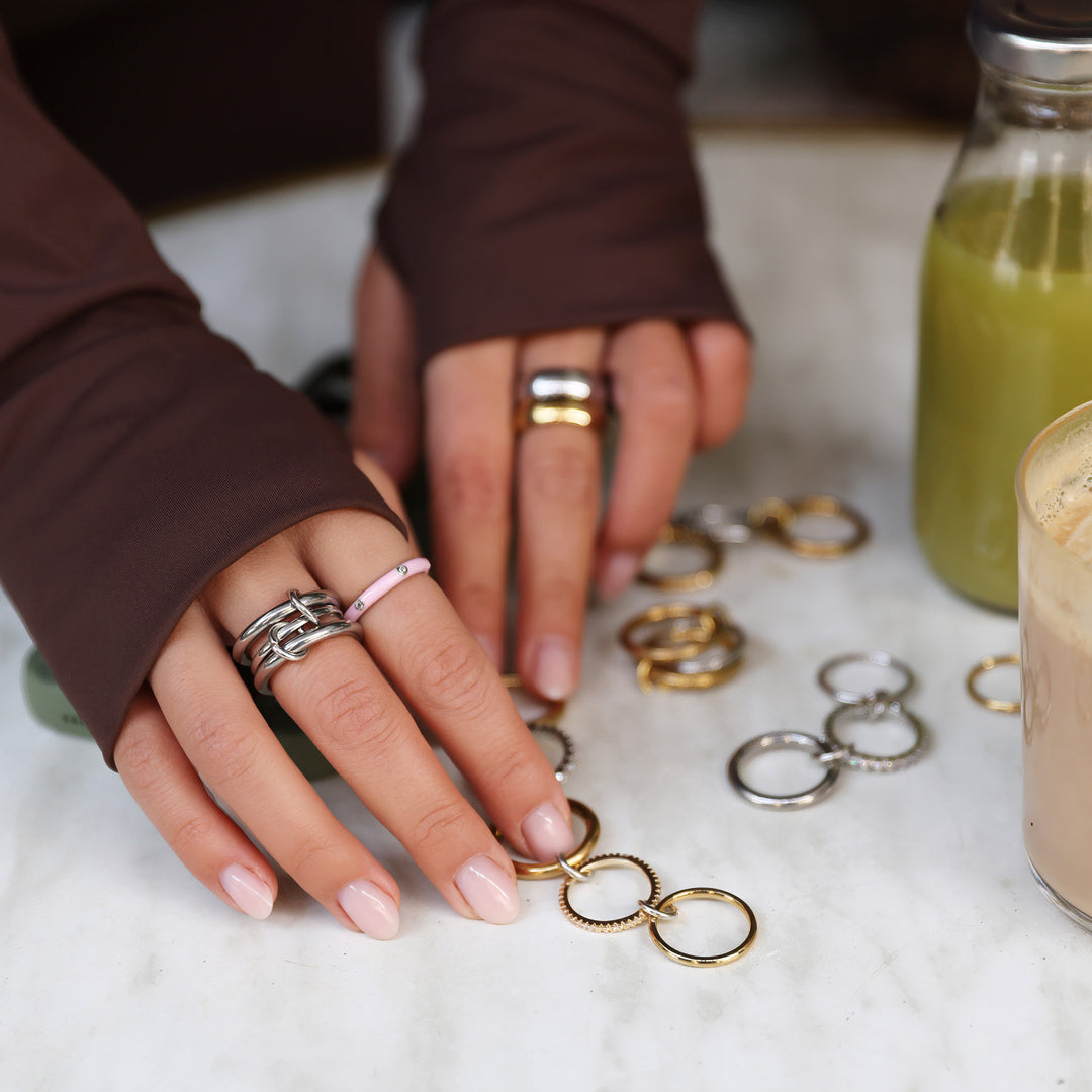 アイリーン - 重ね付けリング スリムステンレススチール