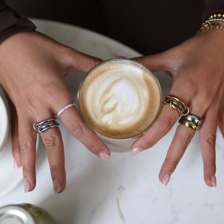 アイリーン - 重ね付けリング スリムステンレススチール