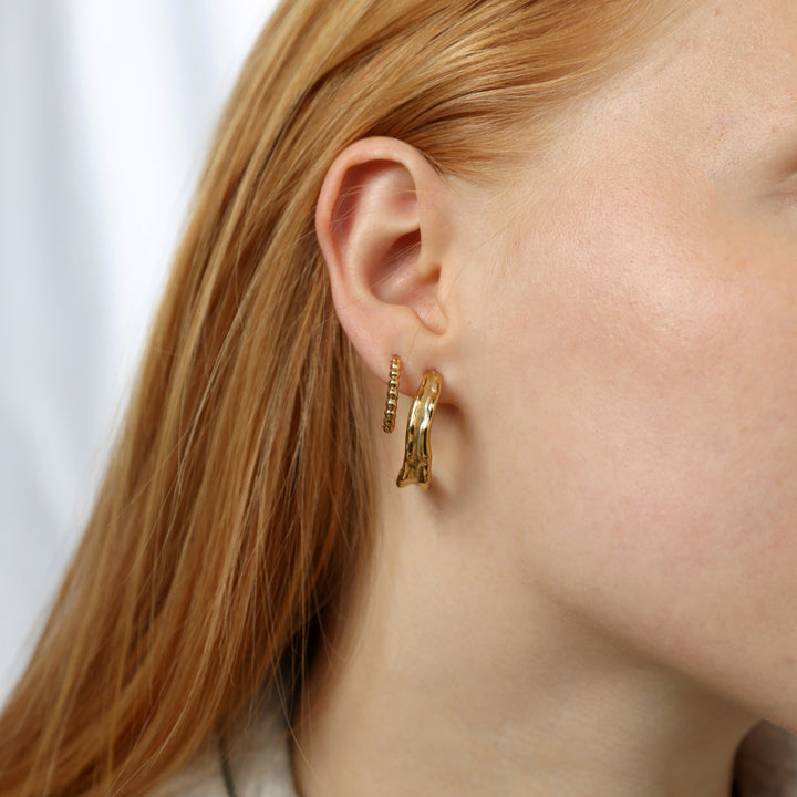 Kajsa - Hammered Stud Earrings Stainless Steel