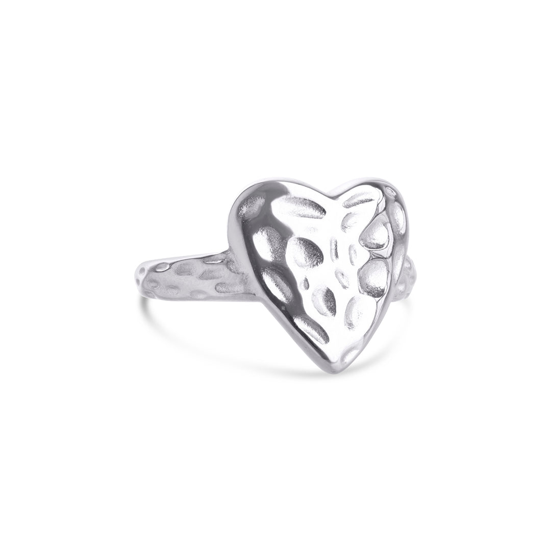 Lovi - Hammered Heart Ring Stainless Steel