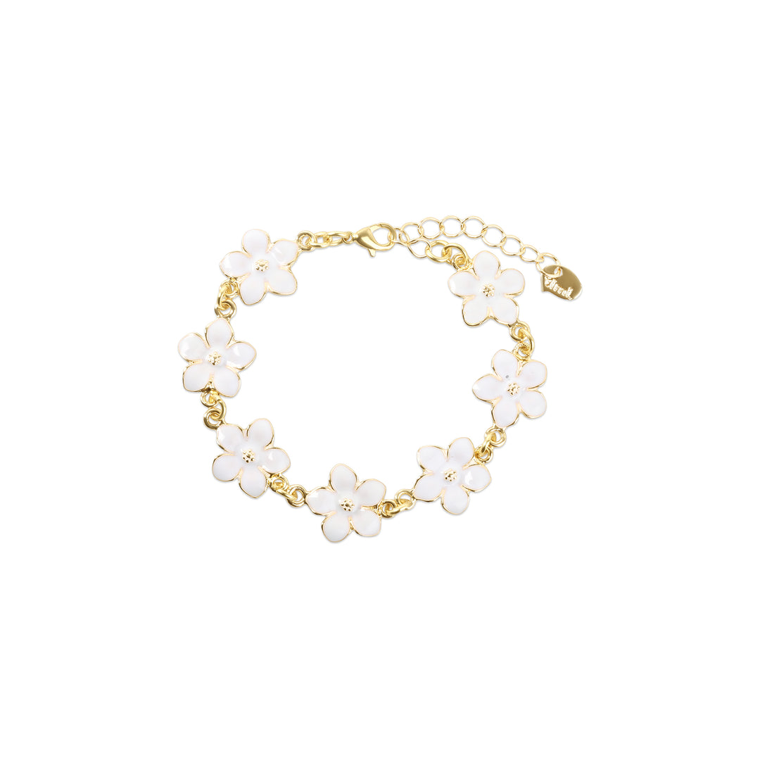 Adeline - Enamel Flower Chain Bracelet White