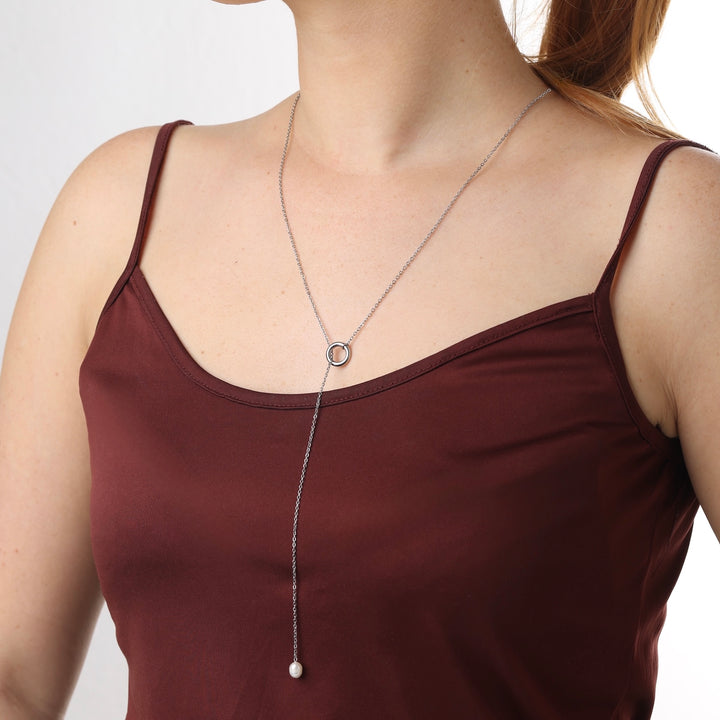 Boel - Lariat Pearl Necklace Stainless Steel
