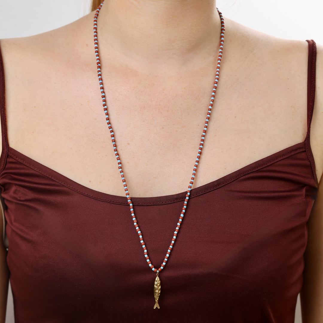 Ara - Fish Bead Necklace Stainless Steel