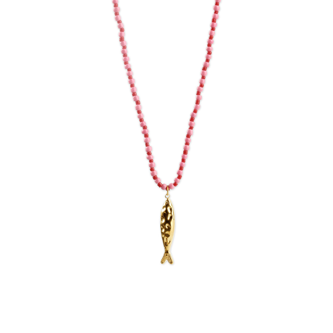 Ara - Fish Bead Necklace Stainless Steel