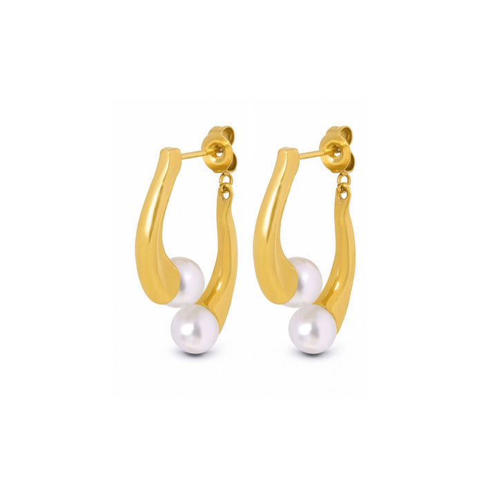 Abla – pearl stud earrings in stainless steel, gold | Timi of Sweden