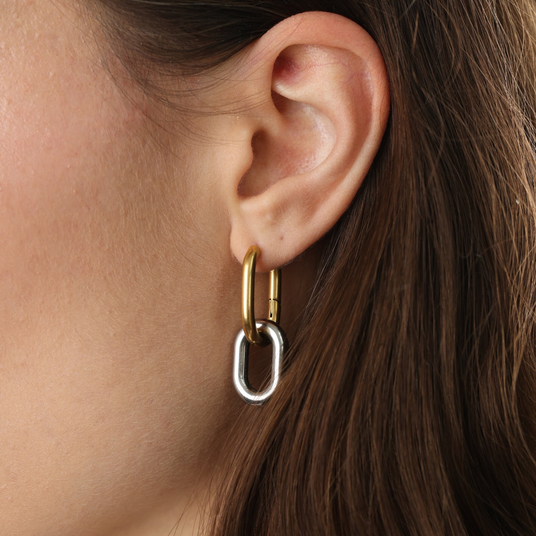 Li - Mixed Metal Hoop Earrings Stainless Steel