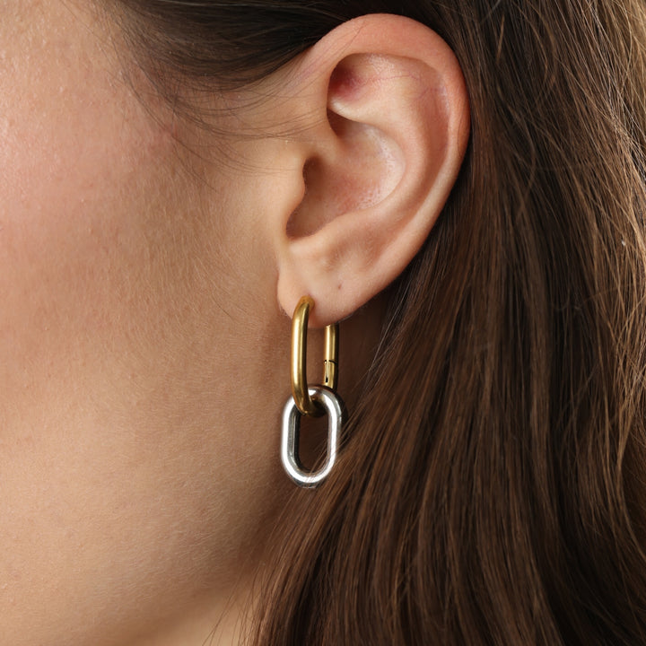 Li - Mixed Metal Hoop Earrings Stainless Steel