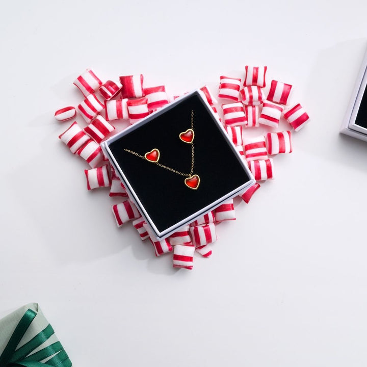 Sonja Heart ネックレス＆イヤリングセット ステンレススチール